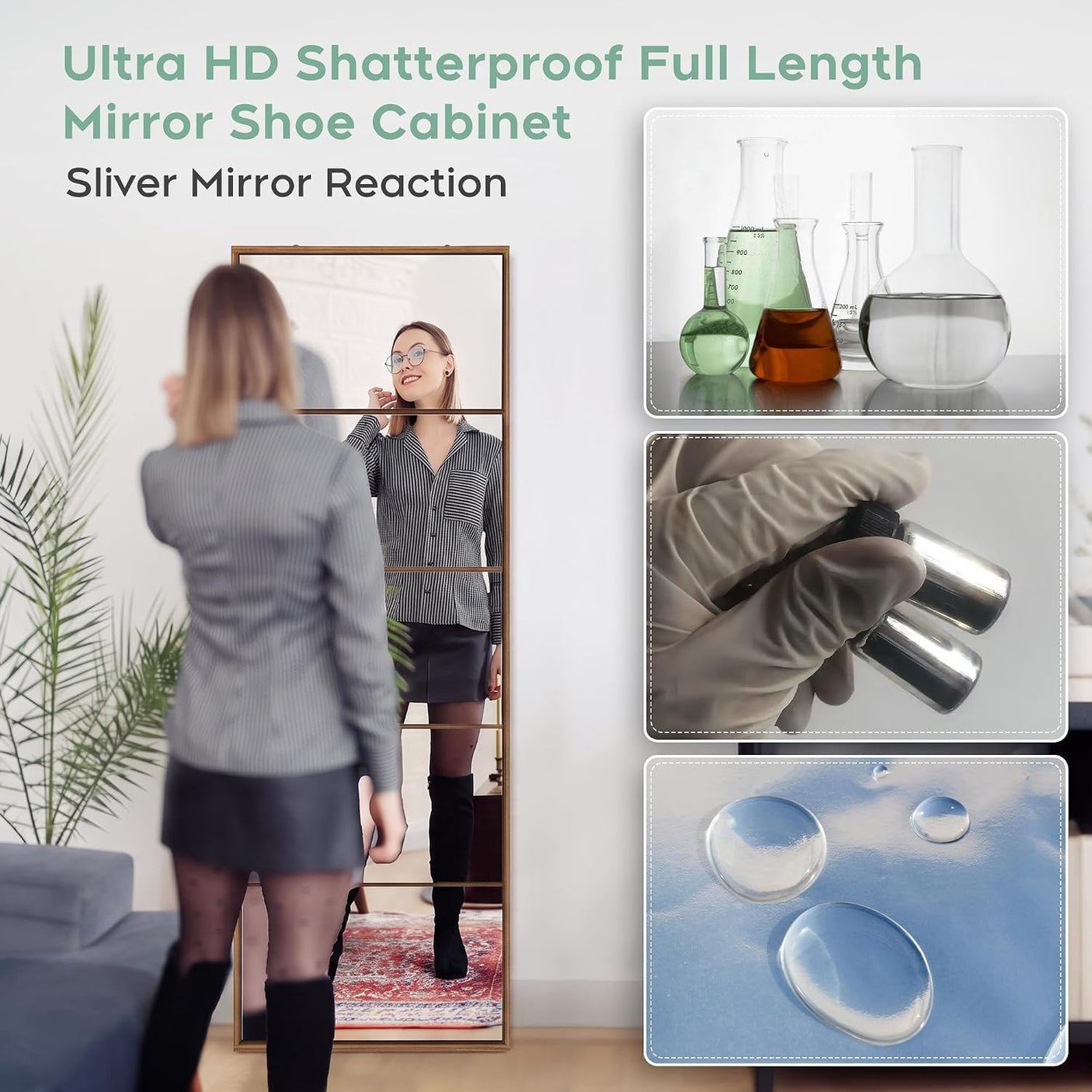 Mirror Shoe Cabinet with 5 Flip Drawers