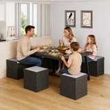 47 Inch Corner Dining Table Set with Storage Stool and Storage Bench
