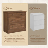 31.5" Oversized Nightstand with 3 Drawers | Light Oak, Ivory White & Walnut