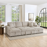 122'' U-Shaped Corduroy Sectional Sofa with Sleeper Bed & Storage Chaise