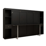 Queen Horizontal Murphy Bed with Desk & Storage – Black