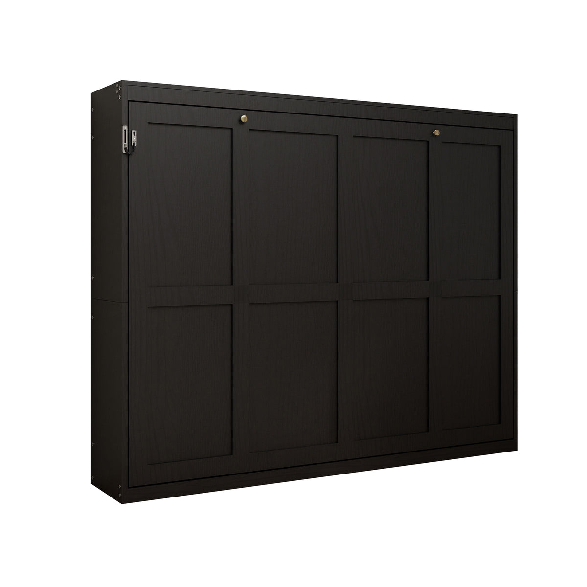 Queen Horizontal Murphy Bed with Folding Cabinet – Black