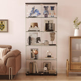 YECHEN Glass Display Cabinet with 5-Shelf | Tempered Glass Curio Cabinet with Lock, Double Doors & Anti-Topple Device