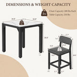5-Piece Counter Height Dining Set | Marble-Look Top, Padded Chairs, Modern Grey
