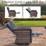 Outdoor Swivel Chair Set | PE Wicker Patio Conversation Set with Cushions | Blue
