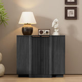 Fluted Buffet Cabinet | 2-Door Sideboard with Adjustable Shelf, Soft Close Hinges & Metal Handle, Black