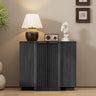 Fluted Buffet Cabinet | 2-Door Sideboard with Adjustable Shelf, Soft Close Hinges & Metal Handle, Black