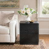 Nightstand with 2 Push to Open Drawers & Hidden Compartment | 22'' Curved Bedside Table | Mid-Century Modern
