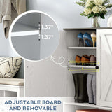 5-Tier Natural Rattan Entryway Shoe Storage Cabinet with Doors