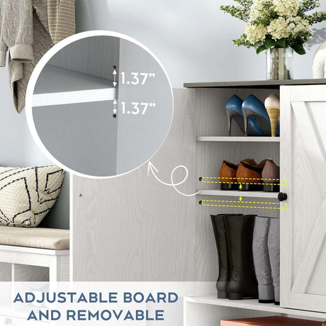 5-Tier Natural Rattan Entryway Shoe Storage Cabinet with Doors