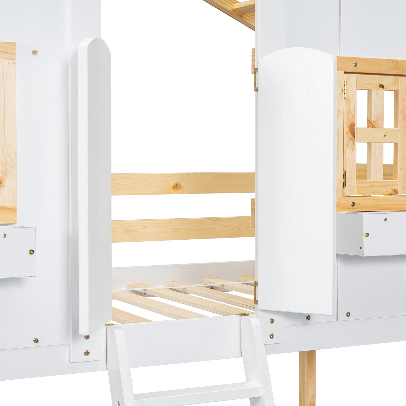 Twin over Twin House Bunk Bed with Roof