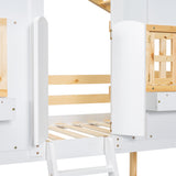 Twin over Twin House Bunk Bed with Roof