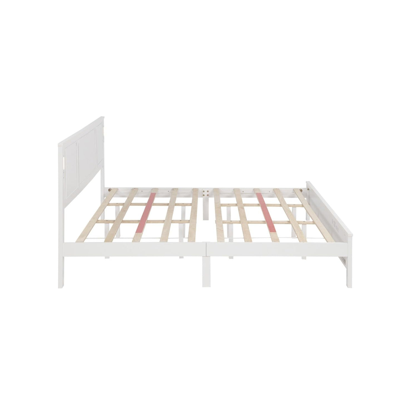 Farmhouse Bed Frame with LED Lights & Charging Station | Solid Pine Wood | Queen & King