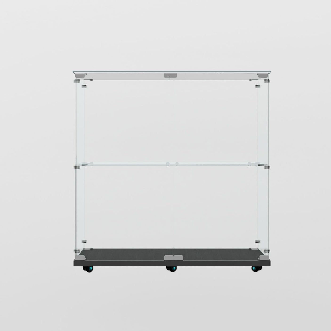 2-Tier Tempered Glass Display Cabinet with Bluetooth LED Light | Music Sync, Motion Sensor & Lockable Casters