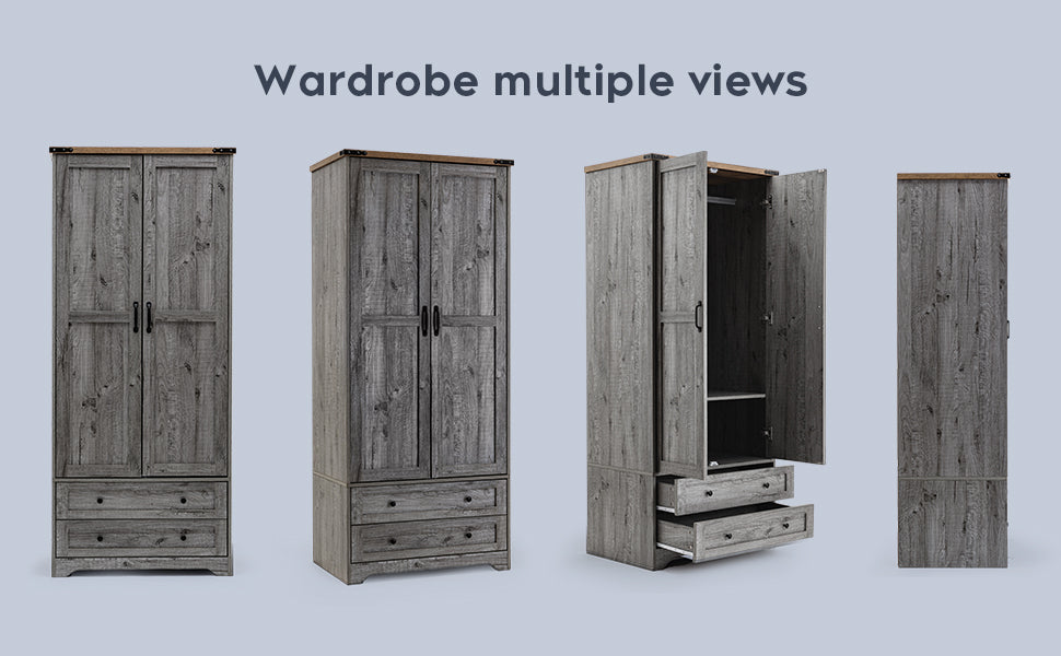 71" Modern Wooden Armoire Wardrobe Closet