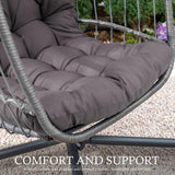 Egg Hanging Chair with Stand & Cushion | Patio & Bedroom, Charcoal Grey
