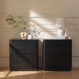 Nightstand with 2 Push to Open Drawers & Hidden Compartment | 22'' Curved Bedside Table | Mid-Century Modern