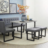 72" Corner Breakfast Nook Table Set with Storage Bench | L-Shaped Booth Dining Set, Seats 6, Grey