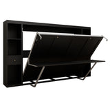 Queen Horizontal Murphy Bed with Desk & Storage – Black