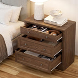 31.5" Oversized Nightstand with 3 Drawers | Light Oak, Ivory White & Walnut