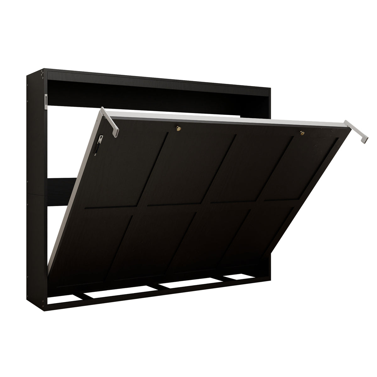 Queen Horizontal Murphy Bed with Folding Cabinet – Black