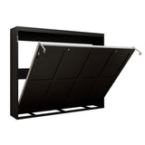 Queen Horizontal Murphy Bed with Folding Cabinet – Black
