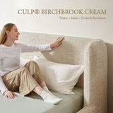 YECHEN Queen Cloud Bed Frame - Modern Upholstered Platform Bed with Curved Headboard, Water-Resistant Bouclé Fabric, Tool-Free Assembly, No Box Spring Needed