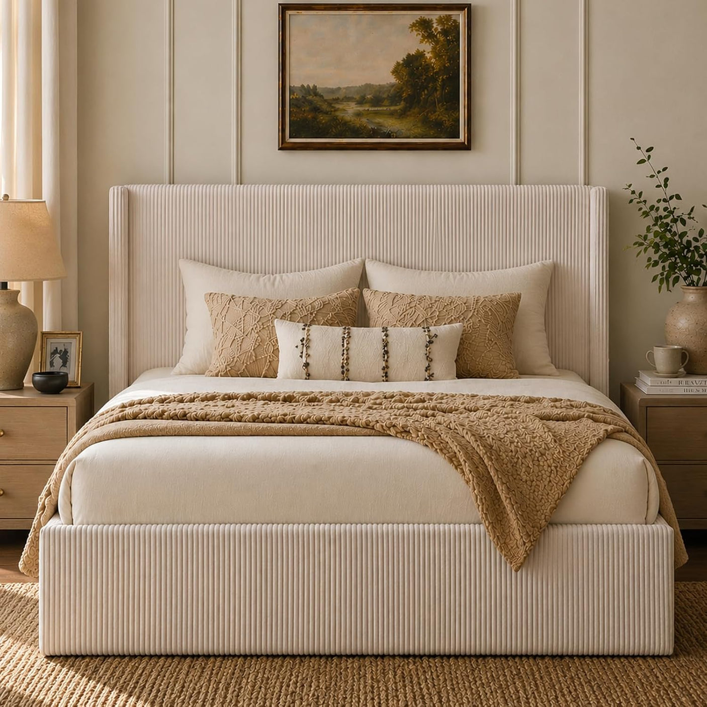 Yechen Hydraulic Lift Storage Bed 51.2" Tall Upholstered Headboard