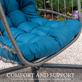 Egg Hanging Chair with Stand & Cushion | Patio & Bedroom, Dark Blue