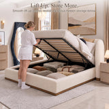 Yechen Bouclé Cloud Bed Frame, Queen & King, Standard or Lift-Up Storage