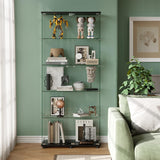 YECHEN Glass Display Cabinet with 5-Shelf | Tempered Glass Curio Cabinet with Lock, Double Doors & Anti-Topple Device