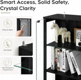 4-Tier LED Glass Display Cabinet with Fluted Storage