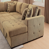 Yechen 123" U-Shaped Sectional Sleeper Sofa with Pull-Out Bed & Storage Chaise, 6-Seater