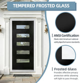 YECHEN 36" x 80" Fiberglass Pre-Hung Front Door, Contemporary Black Entry Door with Frosted Privacy Glass (Left/Right Hand Inswing)