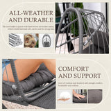 Egg Hanging Chair with Stand, Footrest & Cushion | Patio & Bedroom, Charcoal Grey