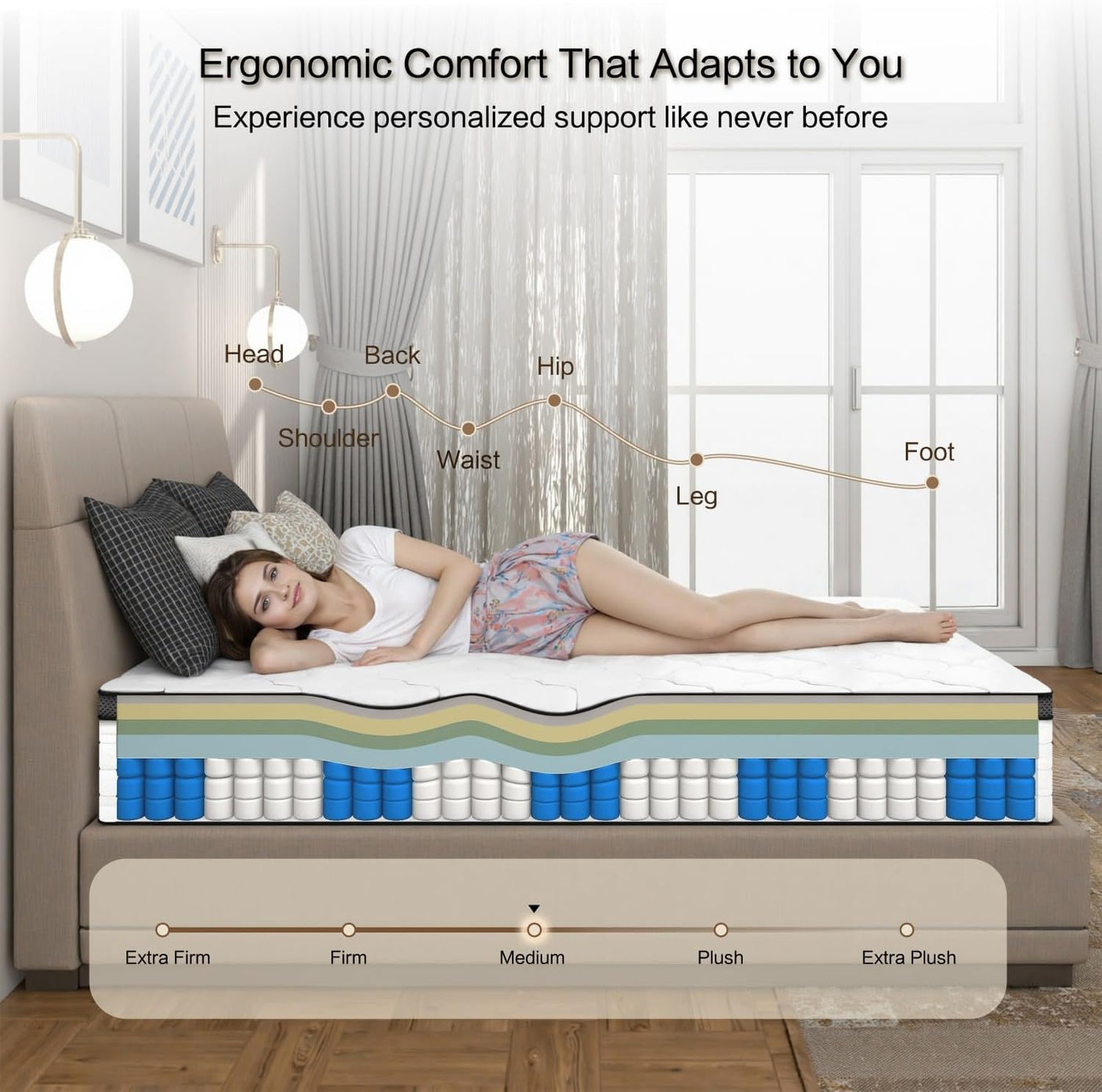Hybrid Mattress in a Box | Pocket Coils & Memory Foam | Bamboo Cover | Full & Queen, 10" & 12"