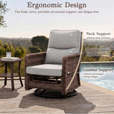 Outdoor Swivel Chair Set | PE Wicker Patio Conversation Set with Cushions | Beige
