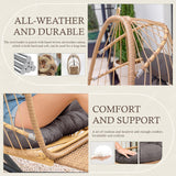 Egg Hanging Chair with Stand, Footrest & Cushion | Patio & Bedroom, Natural Grey