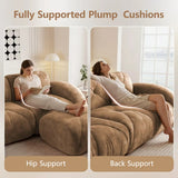 Oversized Modular Tufted Velvet Deep Seat Sofa with Ottomans - 32D Foam, No Assembly Required