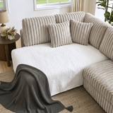 122'' U-Shaped Corduroy Sectional Sofa with Sleeper Bed & Storage Chaise