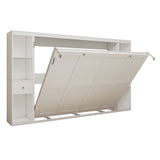 Queen Horizontal Murphy Bed with Storage Cabinets – White