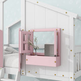 Twin over Twin House Bunk Bed with Roof