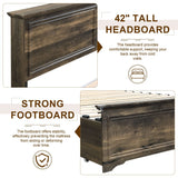 Farmhouse Queen Size Bed Frame with 4 Storage Drawers