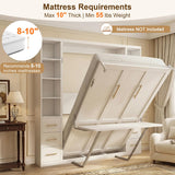 White Queen Murphy Bed with Desk & Dual Cabinets | Yechen Home