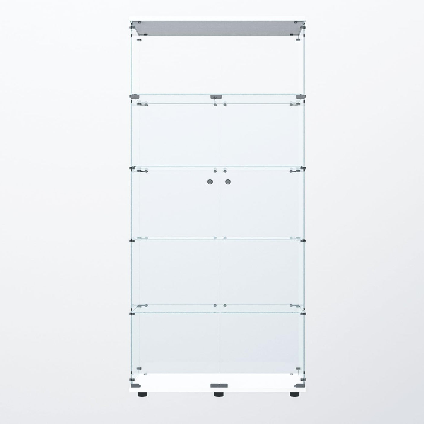 YECHEN 75" Tall White Glass Display Cabinet | 5-Tier Curio Cabinet with LED Lights & Security Lock