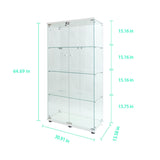 YECHEN 65" Smart Glass Display Cabinet | Bluetooth LED Lights, Music Sync & Swivel Casters – 4-Tier Curio Cabinet