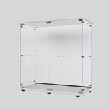 2-Tier Tempered Glass Display Cabinet with Bluetooth LED Light | Music Sync, Motion Sensor & Lockable Casters
