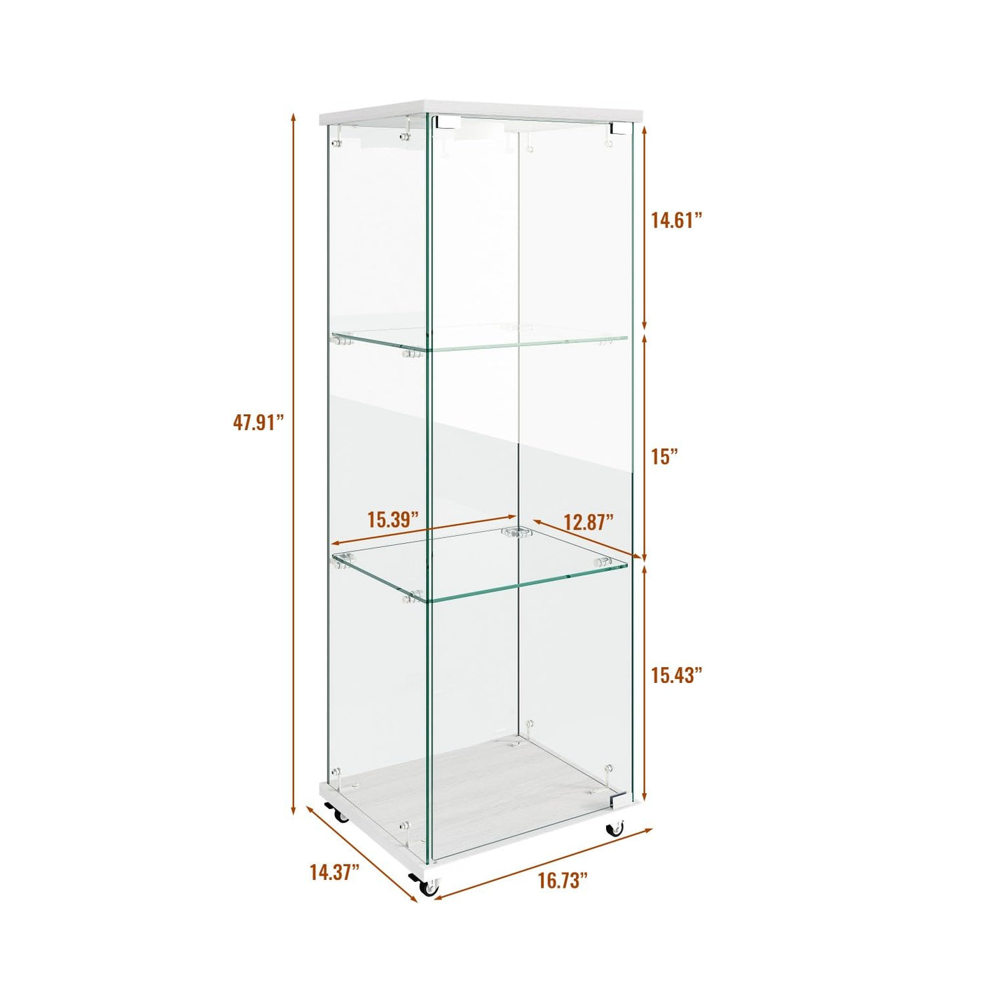 YECHEN Glass Display Cabinet with LED Lights | Tempered Glass Curio Cabinet
