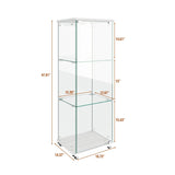 YECHEN Glass Display Cabinet with LED Lights | Tempered Glass Curio Cabinet
