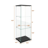 YECHEN Glass Display Cabinet with LED Lights | Tempered Glass Curio Cabinet